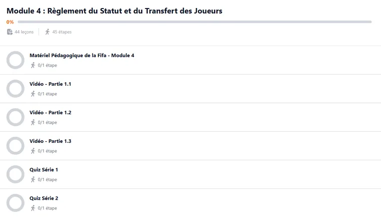 Plateforme de cours FATA, modules